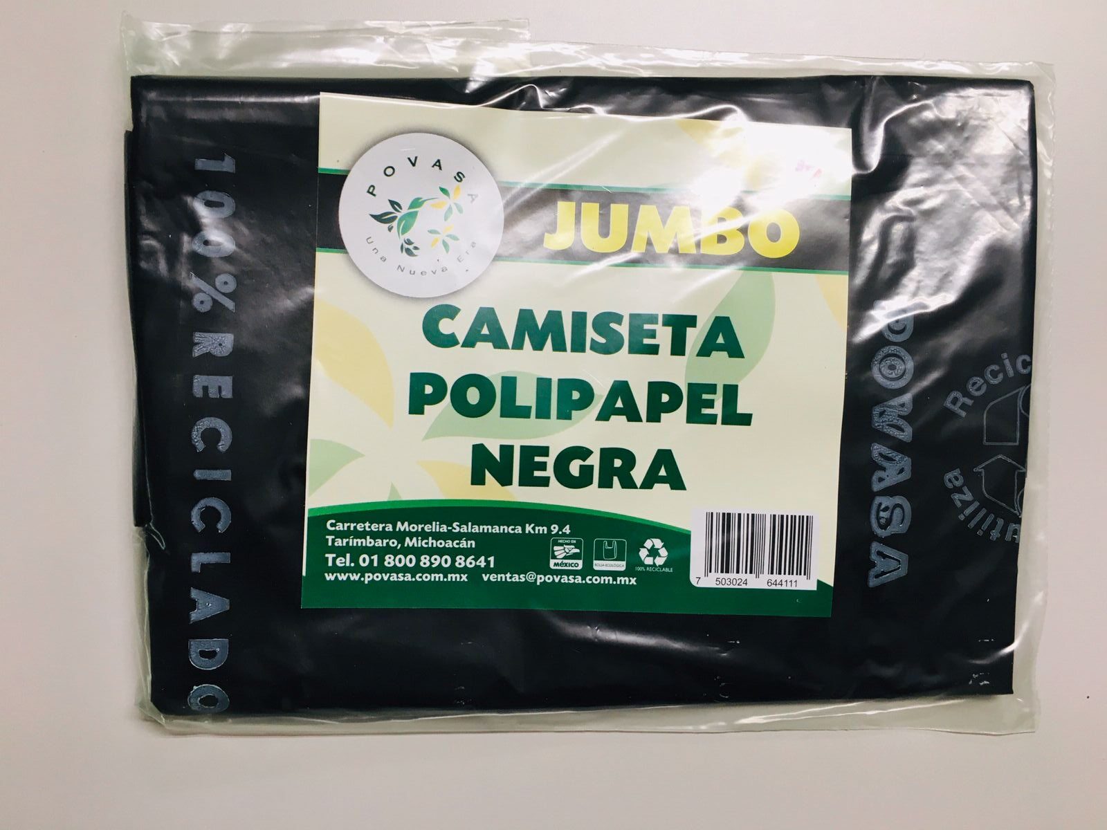 Camiseta Polipapel Negra Ecológica POVASA
