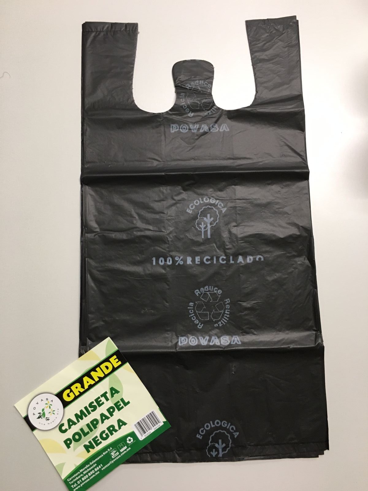 Camiseta Polipapel Negra Ecológica POVASA