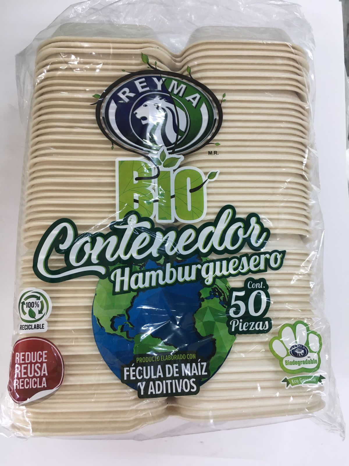 Contenedor Hamburguesero Biodegradable Reyma